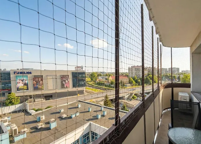 Family In Center With Air Conditioning And View By Renters Apartment